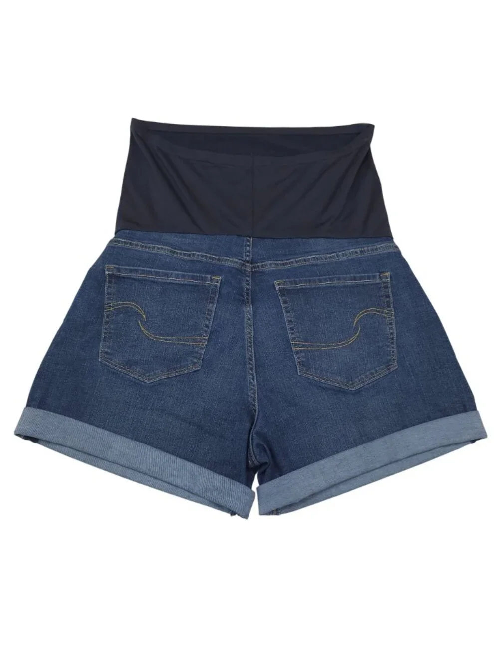 Signature By Levi Strauss Maternity Shortie Denim Shorts Large Stretch Waistband